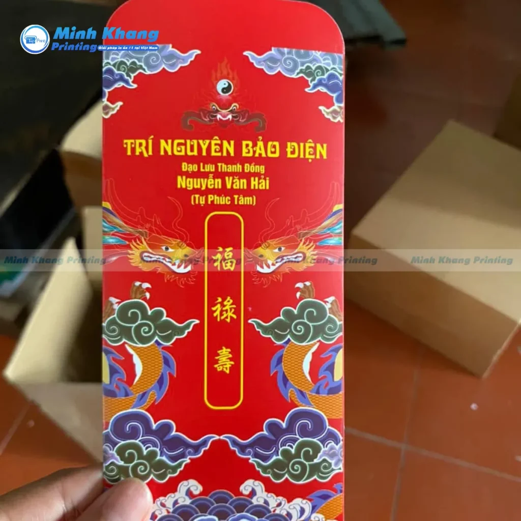xưởng in bao lì xì phật giáo gia công ép kim cao cấp