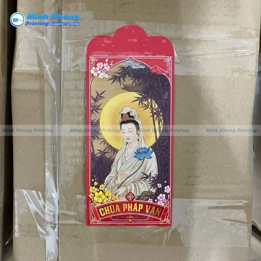 Mẫu bao lì xì hình quan âm của Chùa Pháp Vân