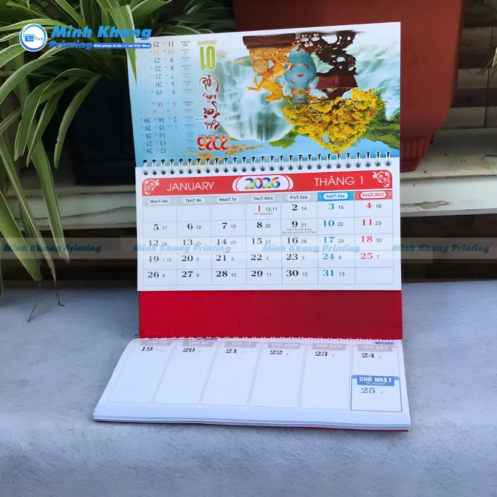 Mẫu lịch chữ M giúp thương hiệu quảng bá hình ảnh tốt.