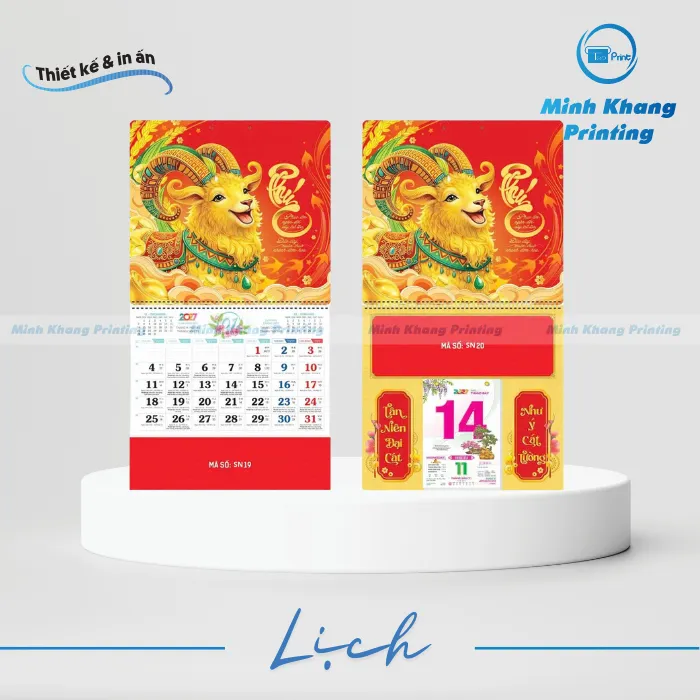 In Lịch Lò Xo Giữa Gắn Bloc & 13 Tờ Năm 2027