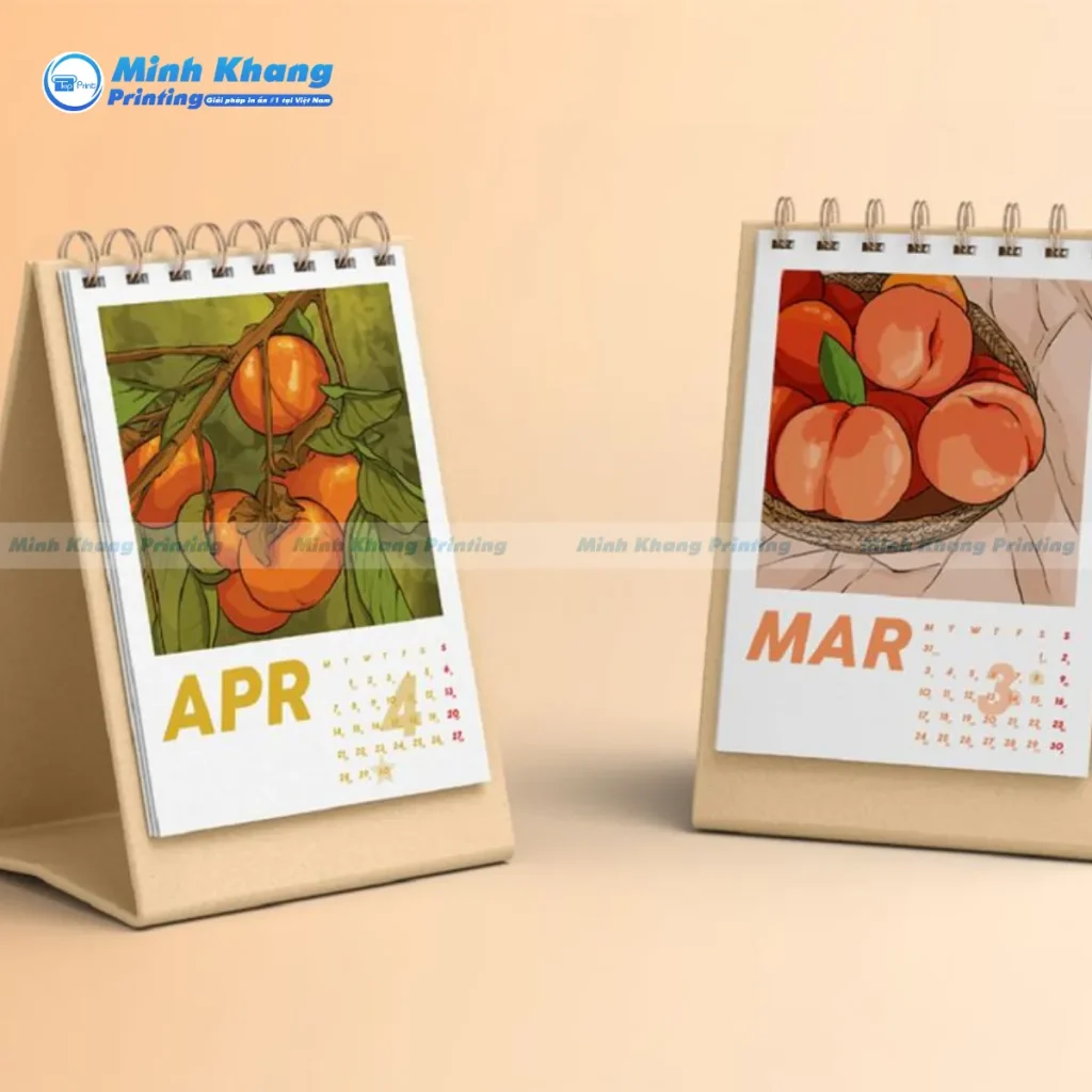 Mẫu lịch để bàn chữ A mini có khung ghi chú
