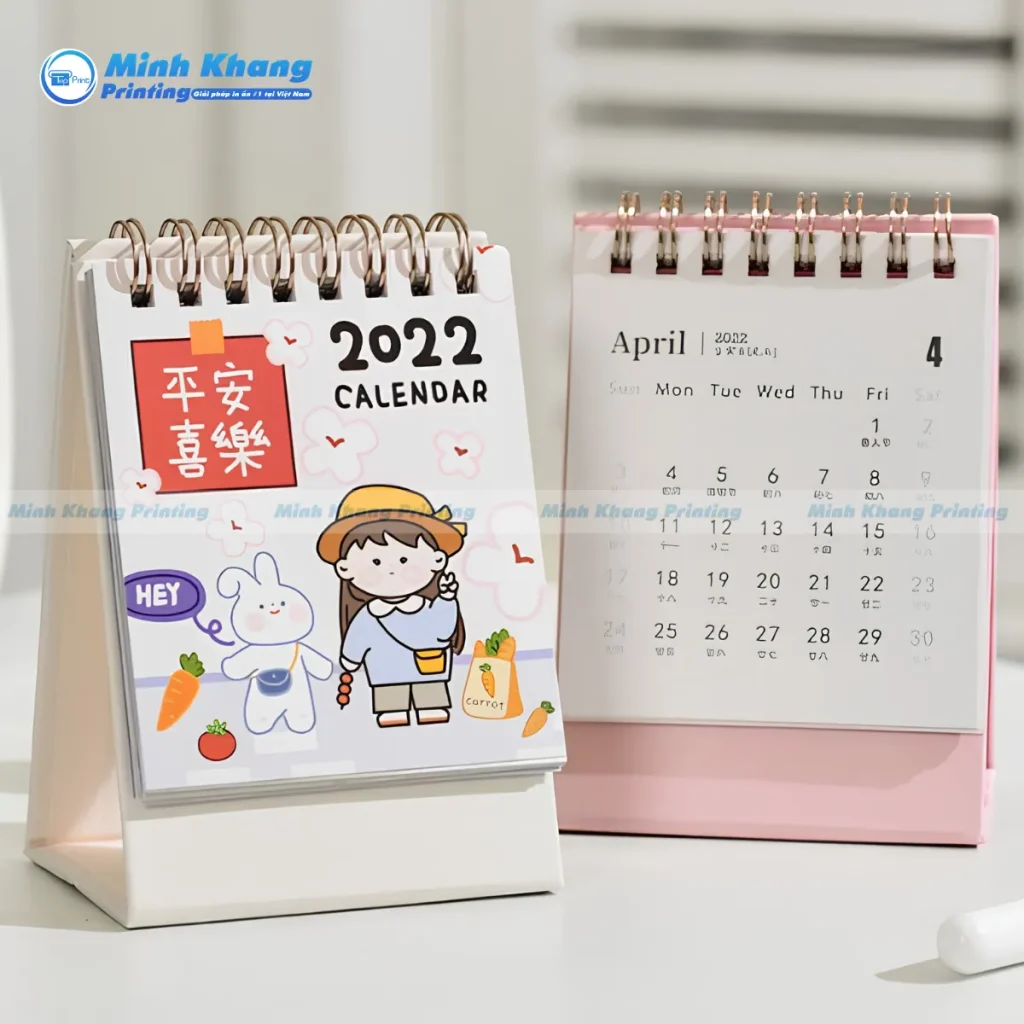 Mẫu lịch mini để bàn gam màu pastel thanh lịch