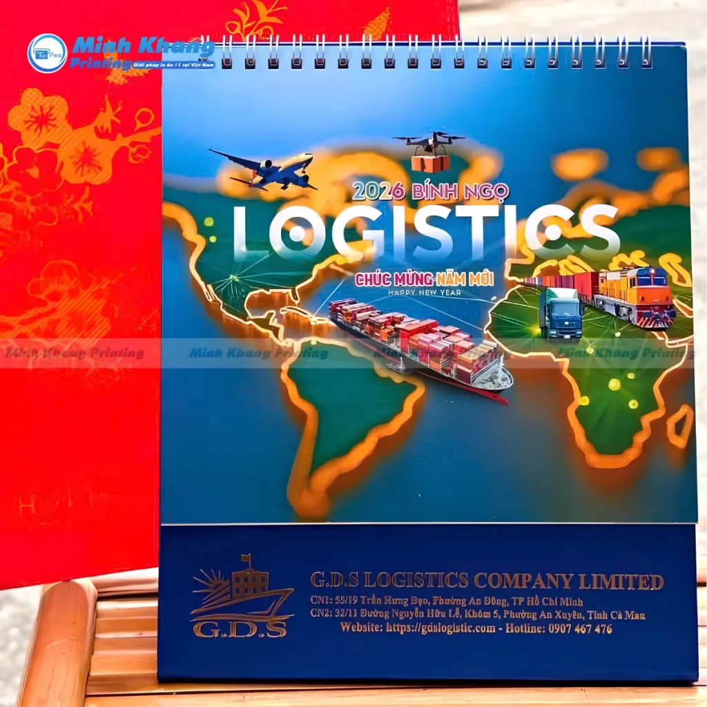 Mẫu thiết kế lịch độc quyền in hình ảnh nhà xưởng cho doanh nghiệp logistic